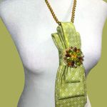 “Dainty Dapper Green Patterned Necktie Necklace Photo 2
