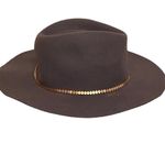 Source Unknown Mocha Brown Fedora Wool Hat with gold trim Photo 2