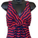 Tommy Bahama  Sea Swell V Neck Faux Wrap One Piece Swimsuit, Air Kiss Red Photo 2