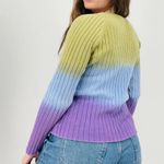 vintage y2k ombre crushed lavender sage green slouchy sweater v Photo 4