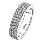 Boutique NEW 14k Gold Plated S925 Triple Row Eternity Diamond Wedding Ring, Size 7.5‎ Photo 0