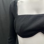 Princess Polly  10 Black Wired Straight‎ Neckline Becca Long Sleeve Crop Top Photo 4