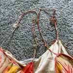 Diane Von Furstenberg  Orange and Yellow Strapless Smocked Camisole Photo 8