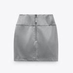 ZARA Charcoal Gray Technical Mini High Waisted Skirt Photo 2