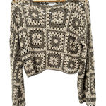 Le lis  Long Sleeve Crochet Top Cottagecore Grannycore Open Knit Brown‎ Medium Photo 0