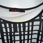 109° F BLACK WHITE GEOMETRIC PLAID PATTERN SEMI SHEER SLEEVES MEDIUM Photo 3