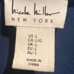 Nicole Miller  dark blue silky top - size large Photo 1