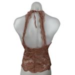 H&M Women's Brown Lace Floral Sleeveless Halter Open Back Sheer Crop Tank Top S Photo 1
