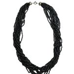 Black/Gray Seed Bead Multi Strand Layered Collar Necklace Black Photo 0
