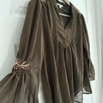 Carolina belle Beaded Blouse Brown Size S Photo 0