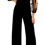 Helsi Emilia Black Off Shoulder Flower Appliqué Mesh Sleeve Jumpsuit Photo 0