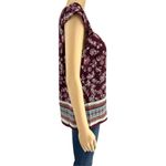 Sweet Wanderer  (S) Burgundy Red Floral Boho Blouse Top Cap Sleeve Photo 2