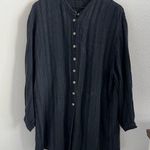 Cut Loose Lagenlook Tunic Dress Black Gray Fade Textured Front Button Medium Photo 0