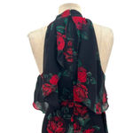 Lovers + Friends Golden Ray Maxi Dress Black Red Floral Rose Print Size Small Photo 10