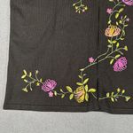 Obee Womens Medium Black Silk Sweater Long Sleeve Cardigan Floral Embroidery Photo 1