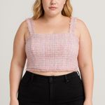 Eloquii tweed cropped top rainbow pink women plus size 16 Photo 0