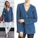 Free People Dreaming Of Denim Hendrix Bell Sleeve Boho Tunic Oversized Sz Small Photo 1