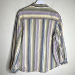 Angelique Vintage Striped Button Up Pastel Cotton Size XL Purple Photo 11