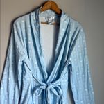 Lake Pajamas Pima cotton Robe in French Blue Watercolor Stems Small Photo 3