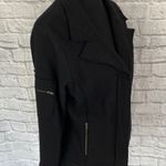 Willi Smith women L 100% wool V-cut coat w/zip pockets black Photo 7