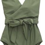 Aerie  Wrap One Piece Swimsuit S Long Olive Fun New Photo 0