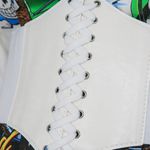 White Lace Up Waspie Corset Belt Photo 1