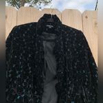 BOHO CHIC Womens Size 2 floral Blazer Jacket black blue velvet spring summer Photo 2
