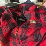 SOLD: L.L. Bean Half ZIP Buffalo Print Hooded Jacket L Petite Red/Black PREOWNED Red Size undefined Photo 10