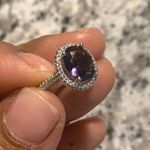 Australian Crystal Oval Stone Ring Dipped In White Gold! Brand New! So Pretty And sparkly!! Purple Stone!! Photo 3