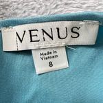 Venus  Teal Satin Slip Dress Size 8 Cowl‎ Neck Adjustable Straps Midi Slit Party Photo 3