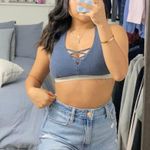 Gilly Hicks Navy Blue Ribbed Halter Bralette Photo 0