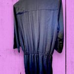 H&M  Sz 4 Silk Shift Dress Tunic Blouse Cinched waistband 3/4 Sleeves Navy Photo 1