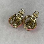 Midcentury AB stones bubble gum pink clip earrings. Clips heave hard close Gold Photo 4