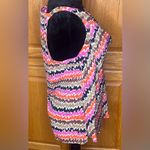 Trina Turk  Cowl Neck Sleeveless Vibrant Abstract Print Silk Blouse Size‎ Large Photo 5