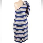 Banana Republic Size 6 Small S One Shoulder Blue Stripe Dress Cocktail Formal Photo 3