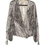 Lovestitch NWT Surplice Leaf Print Long Sleeve Blouse MEDIUM Photo 0