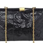 Vintage Palizzio Reptile Snake Skin Crossbody Evening Clutch Bag Black Photo 0