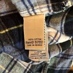 LL Bean Plaid Flannel Polo Collar Popover Quarterzip Long Sleeve Size Large Top Blue Photo 5