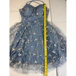 SheIn  Blue Floral Embroidered Tulle Dress Party Cocktail Mini Lace Up Back S Photo 3