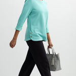 Croft & Barrow Women's  Sweatshirt Size S Teal Button Detail Long Sleeve NWT Photo 0