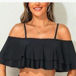 XL Tempt Me Black Off Shoulder Ruffled Bandeau Swim Top with Straps Photo 0