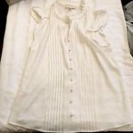 Modcloth Coquette White pleated sleeveless button shirt blouse ruffles- preppy office siren core cottagecore lolita Size S, measurements in pics Only blouse for sale in this post Photo 1