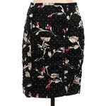 White House | Black Market | Black Floral Polka Dot Ruched Pencil Skirt Size 2 XS Photo 0