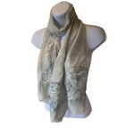Liz Claiborne Scarf Silk Soft Green Floral Rose Design 17x 56" Vintage EUC Photo 15