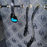 DOONEY & BOURKE Signature Monogram Bucket Purse Handbag Blue Tassels‎ 10x12” J Photo 1