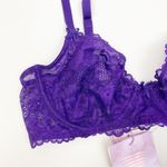 Savage X Fenty Unlined Shimmer Lace Underwire Bra: Purple Photo 5