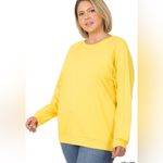 Zenana Outfitters Raglan Sleeves Cotton Crewneck Sweatshirt Relaxed Yellow Loungewear 1X Photo 2