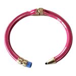 Betsey Johnson  Pencil Hinged Bangle Cuff Bracelet Pink, Gold Blue Photo 0