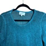 Belle France Top Small Blue Knit Lace Hem Mix Media Boho Made In Italy Blouse Photo 1