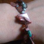 Purple Shell Pearl and Blue Crystal Heart Design Bracelet (7 Inch) Photo 12